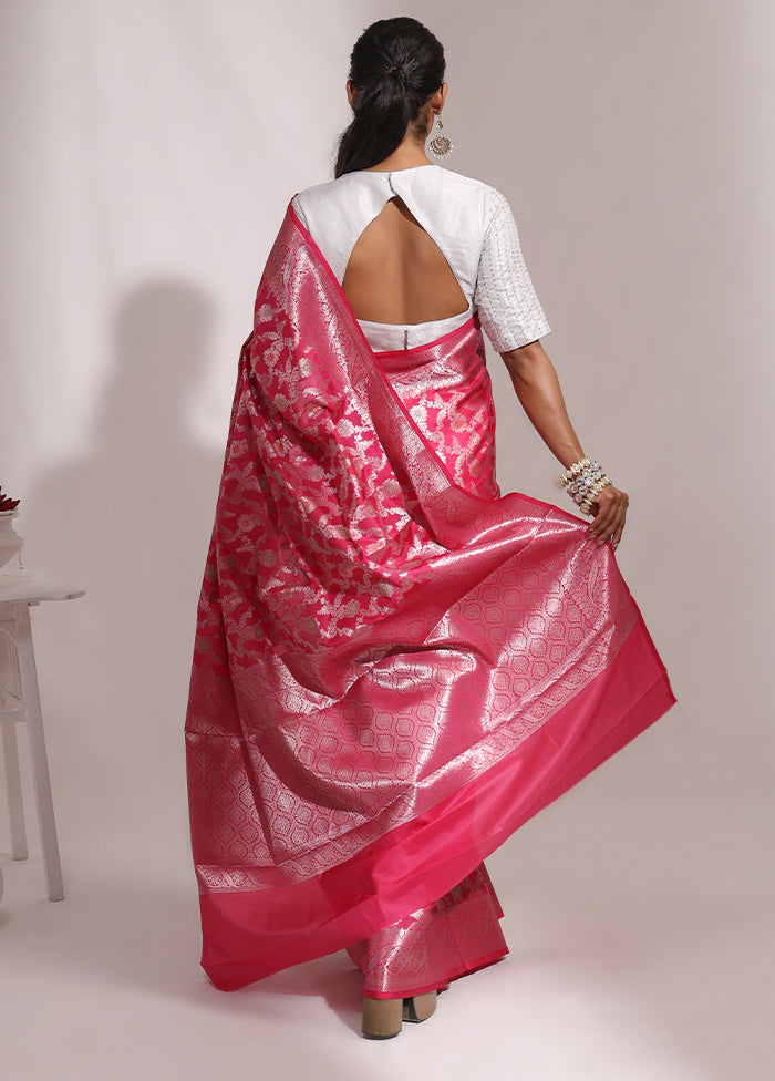 Pink Dupion Silk Saree With Blouse Piece
