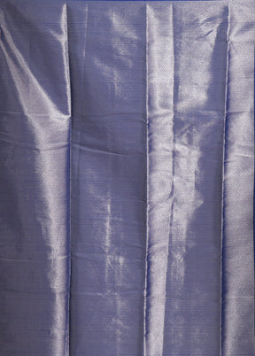 Blue Dupion Silk Saree With Blouse Piece