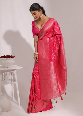 Pink Dupion Silk Saree With Blouse Piece