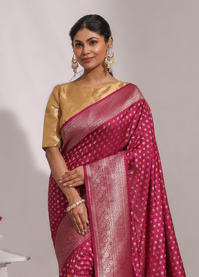 Purple Dupion Silk Saree With Blouse Piece