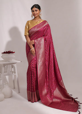 Purple Dupion Silk Saree With Blouse Piece