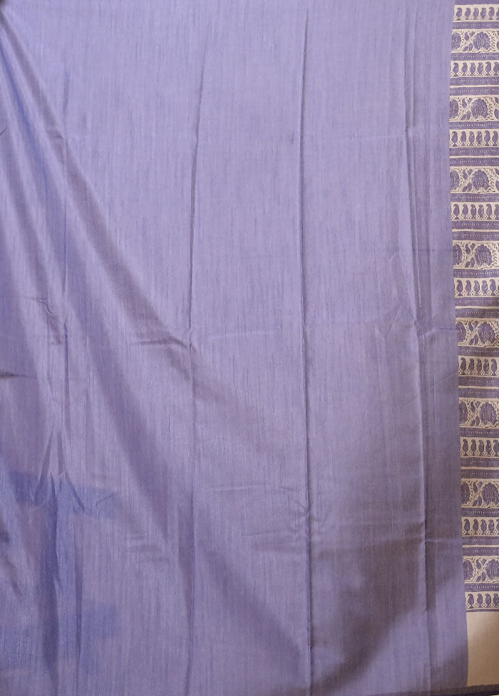 Blue Tussar Silk Saree With Blouse Piece