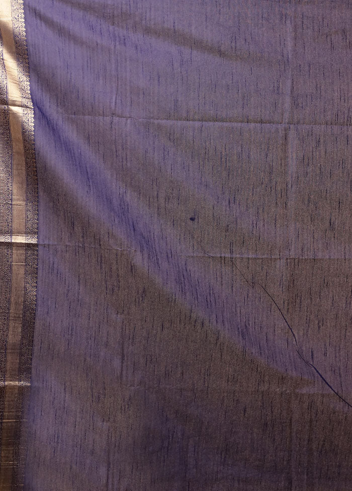 Blue Dupion Silk Saree With Blouse Piece