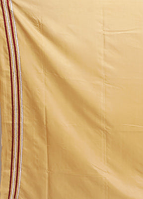 Cream Kantha Stitch Silk Saree With Blouse Piece