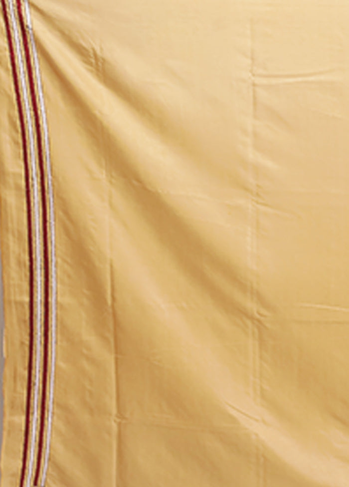 Cream Kantha Stitch Silk Saree With Blouse Piece