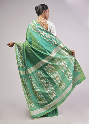 Green Dupion Silk Saree With Blouse Piece