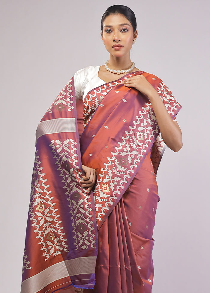 Purple Dupion Silk Saree With Blouse Piece