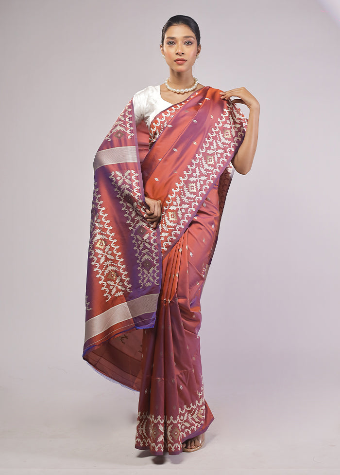 Purple Dupion Silk Saree With Blouse Piece
