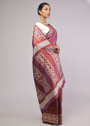 Purple Dupion Silk Saree With Blouse Piece
