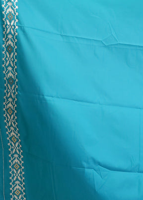 Blue Dupion Silk Saree With Blouse Piece