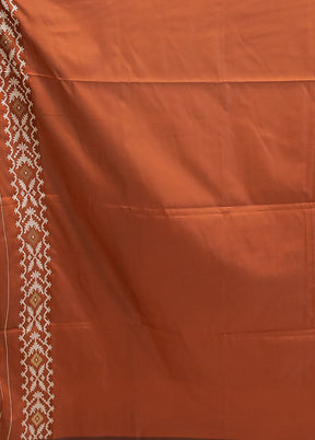Rust Dupion Silk Saree With Blouse Piece