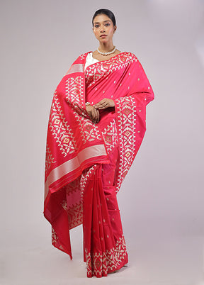 Pink Dupion Silk Saree With Blouse Piece