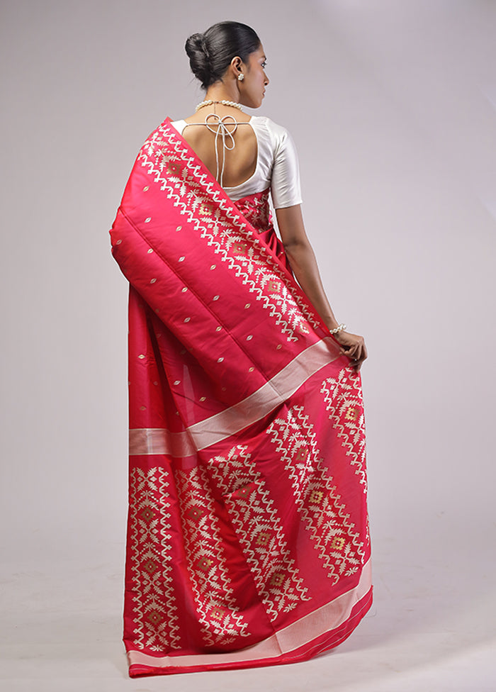 Pink Dupion Silk Saree With Blouse Piece