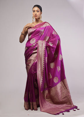 Purple Dupion Silk Saree With Blouse Piece