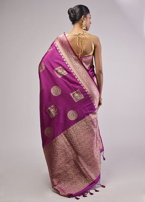 Purple Dupion Silk Saree With Blouse Piece
