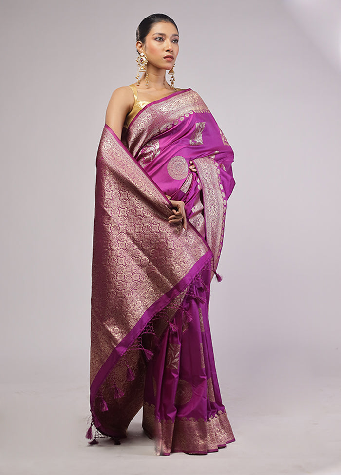 Purple Dupion Silk Saree With Blouse Piece