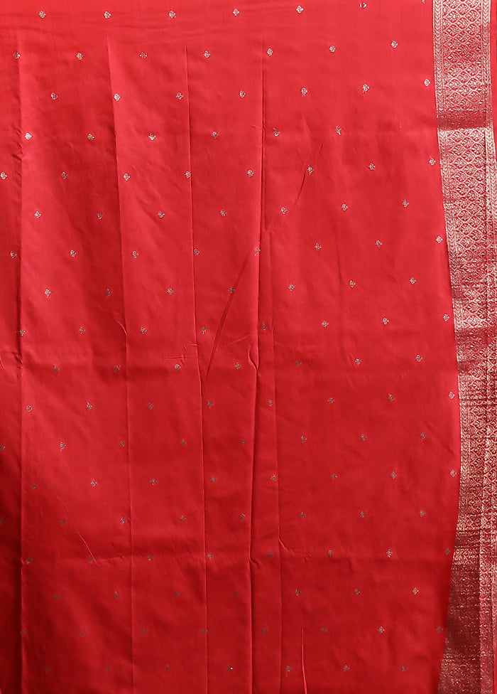Red Dupion Silk Saree With Blouse Piece