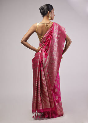 Pink Dupion Silk Saree With Blouse Piece