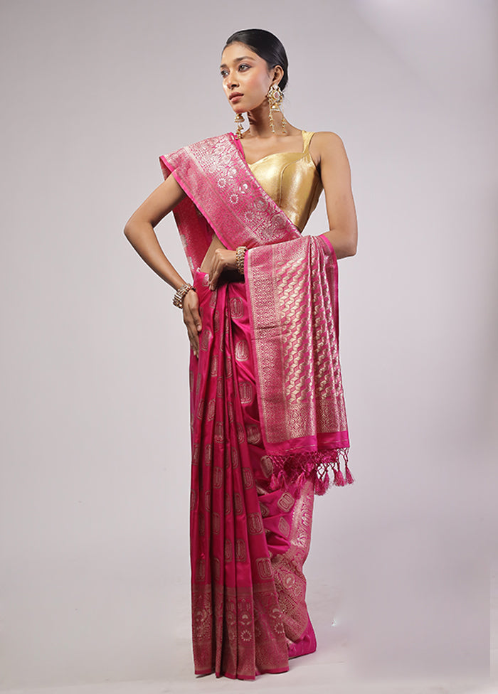 Pink Dupion Silk Saree With Blouse Piece