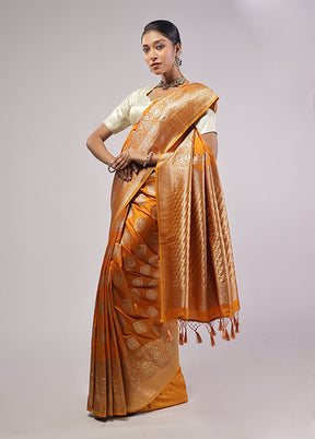 Yellow Dupion Silk Saree With Blouse Piece