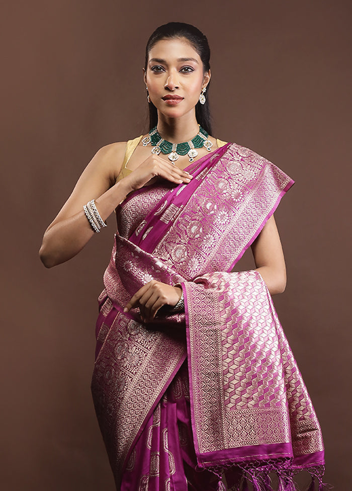 Purple Dupion Silk Saree With Blouse Piece