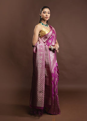 Purple Dupion Silk Saree With Blouse Piece