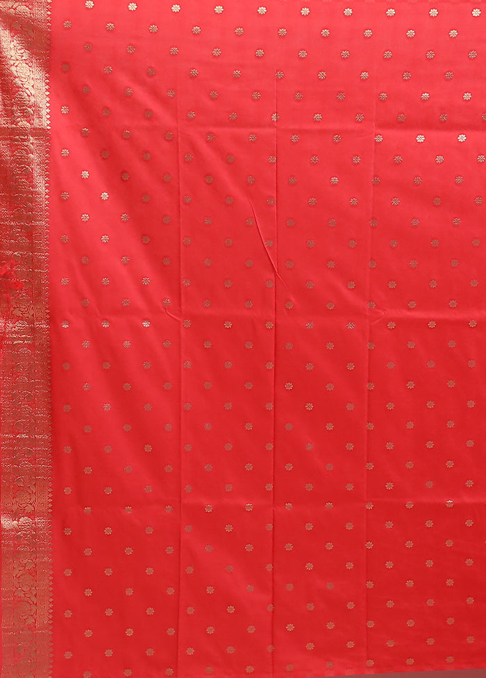 Red Dupion Silk Saree With Blouse Piece