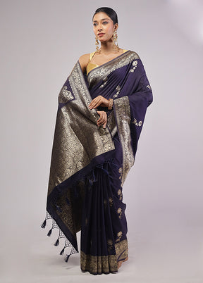 Purple Dupion Silk Saree With Blouse Piece