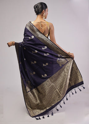 Purple Dupion Silk Saree With Blouse Piece