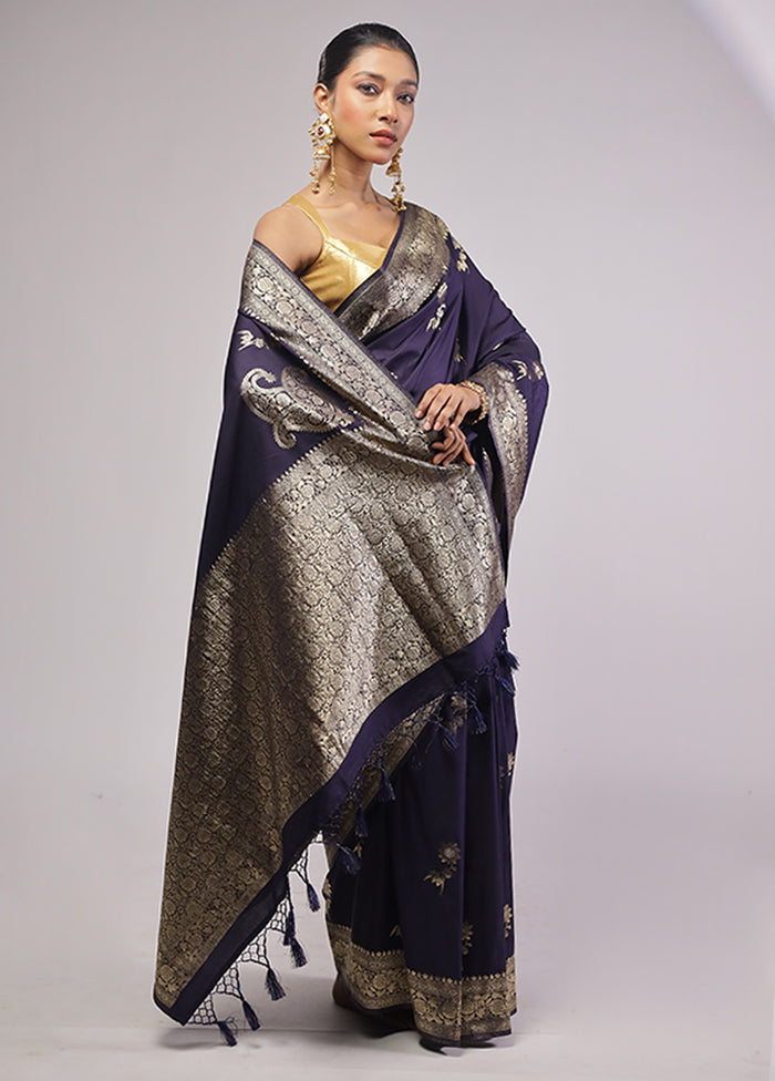 Purple Dupion Silk Saree With Blouse Piece