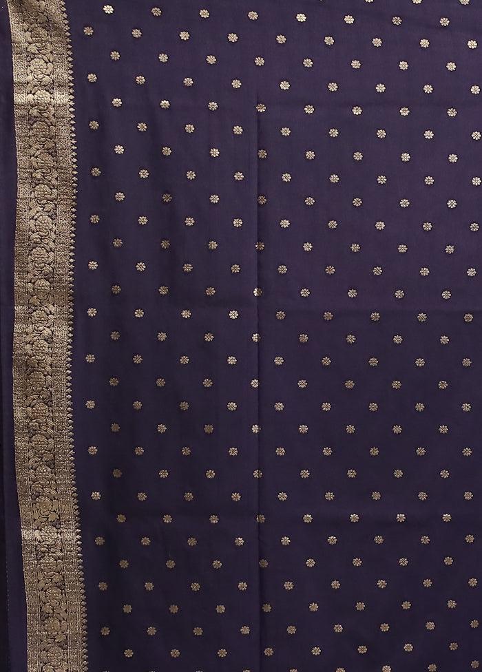 Purple Dupion Silk Saree With Blouse Piece