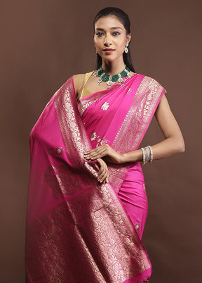 Pink Dupion Silk Saree With Blouse Piece
