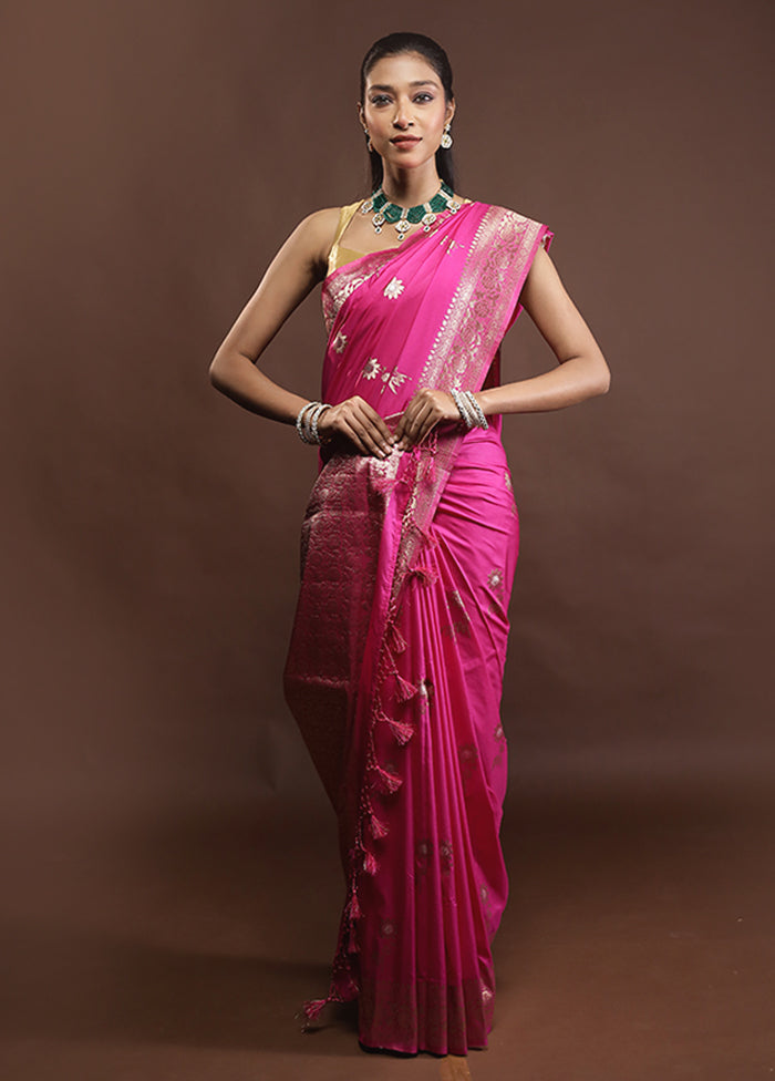 Pink Dupion Silk Saree With Blouse Piece