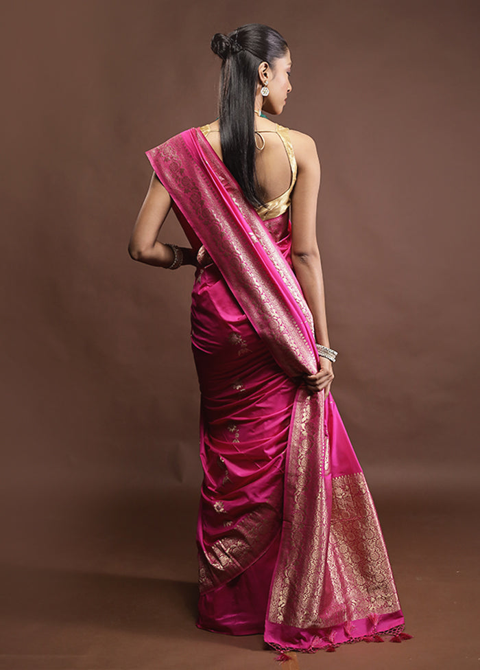 Pink Dupion Silk Saree With Blouse Piece