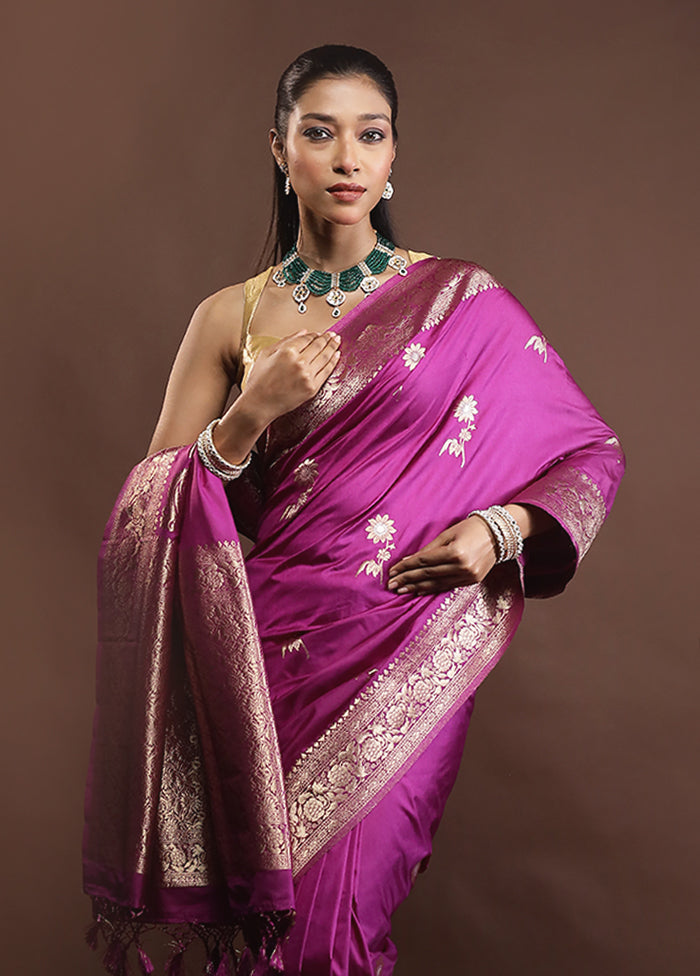 Purple Dupion Silk Saree With Blouse Piece