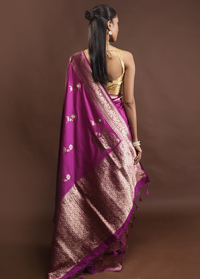 Purple Dupion Silk Saree With Blouse Piece