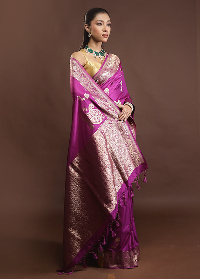 Purple Dupion Silk Saree With Blouse Piece