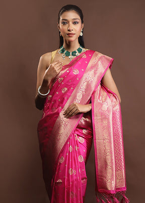 Pink Dupion Silk Saree With Blouse Piece