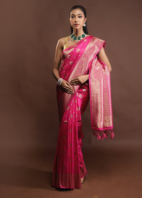 Pink Dupion Silk Saree With Blouse Piece
