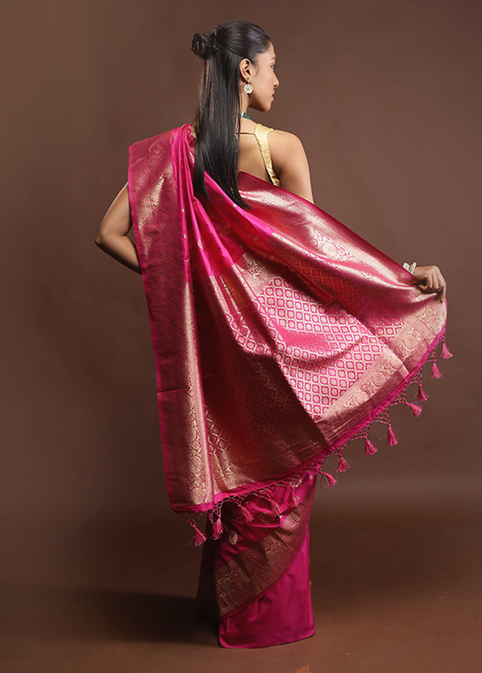 Pink Dupion Silk Saree With Blouse Piece