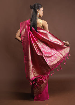 Pink Dupion Silk Saree With Blouse Piece