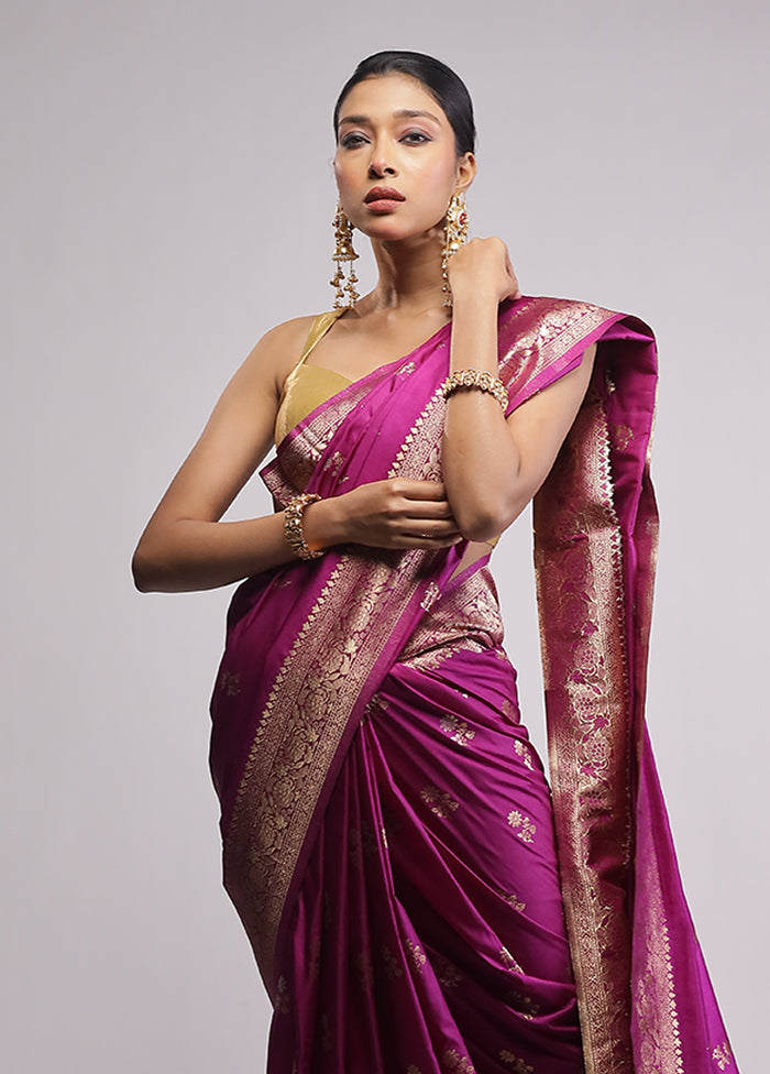 Purple Dupion Silk Saree With Blouse Piece