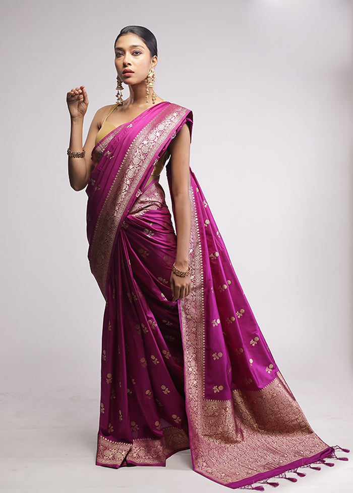 Purple Dupion Silk Saree With Blouse Piece