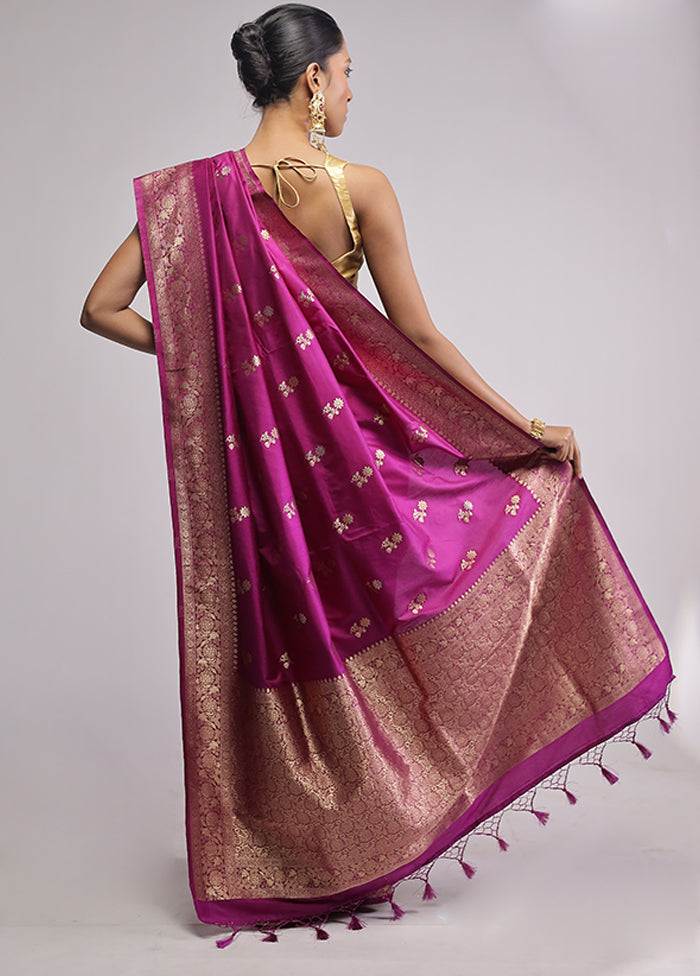 Purple Dupion Silk Saree With Blouse Piece