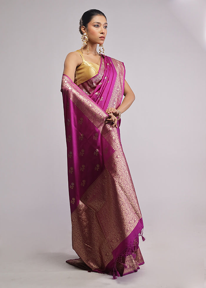 Purple Dupion Silk Saree With Blouse Piece