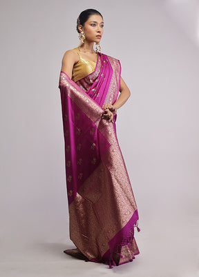 Purple Dupion Silk Saree With Blouse Piece
