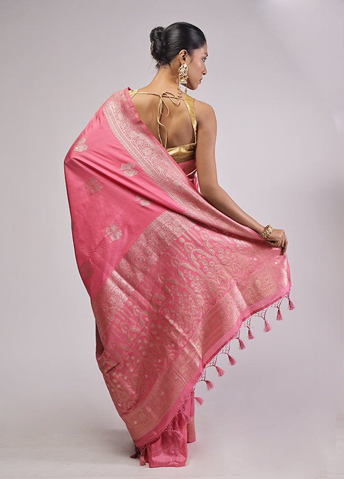 Pink Dupion Silk Saree With Blouse Piece