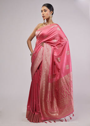 Pink Dupion Silk Saree With Blouse Piece