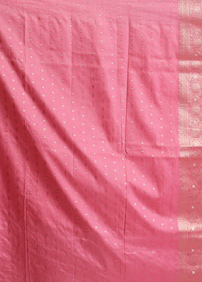 Pink Dupion Silk Saree With Blouse Piece
