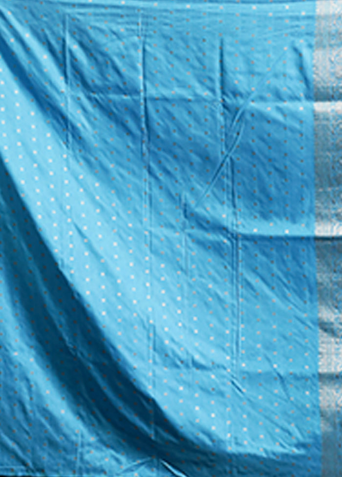 Blue Dupion Silk Saree With Blouse Piece